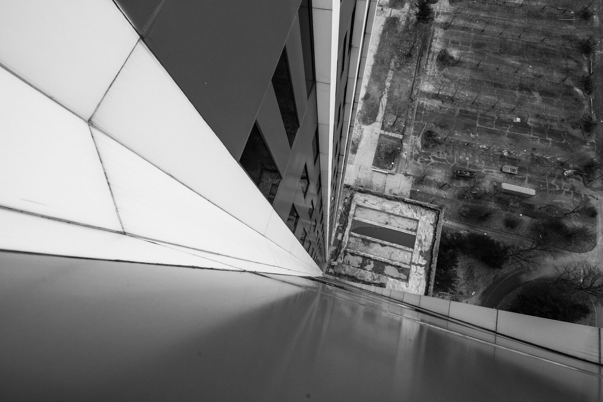  Looking down the side of the tower 