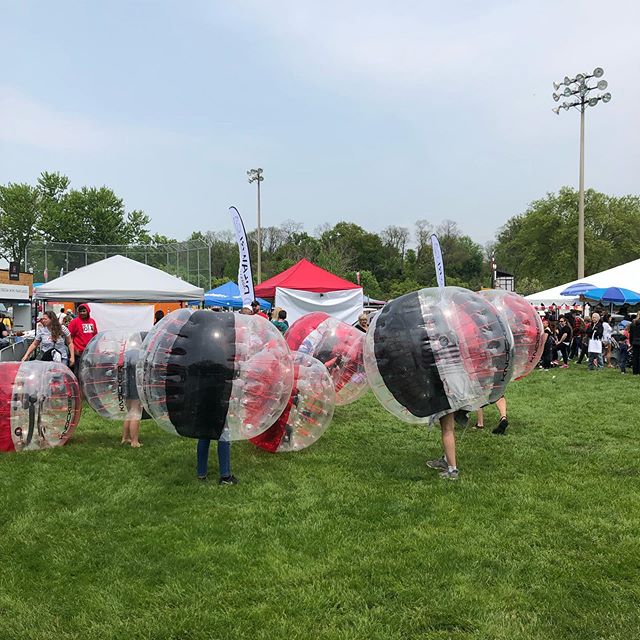 KNOCKERBALL is on!!! Get in the ball and have a good time #streetsvilleliving #breadandhoneyfestival #knockerball #bnhfest