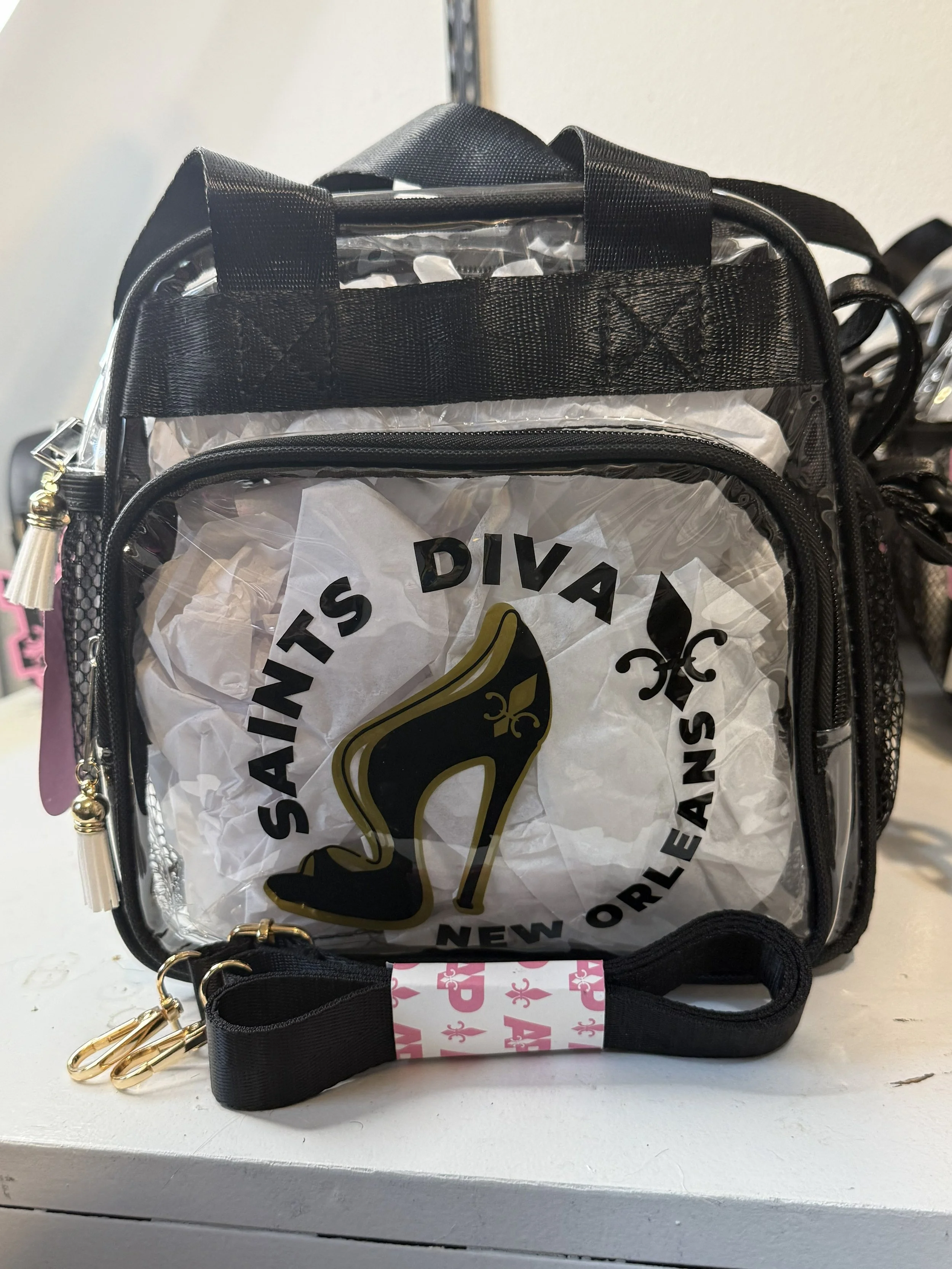 Saints Diva--Fleur de Lis Stiletto Large Cross Body