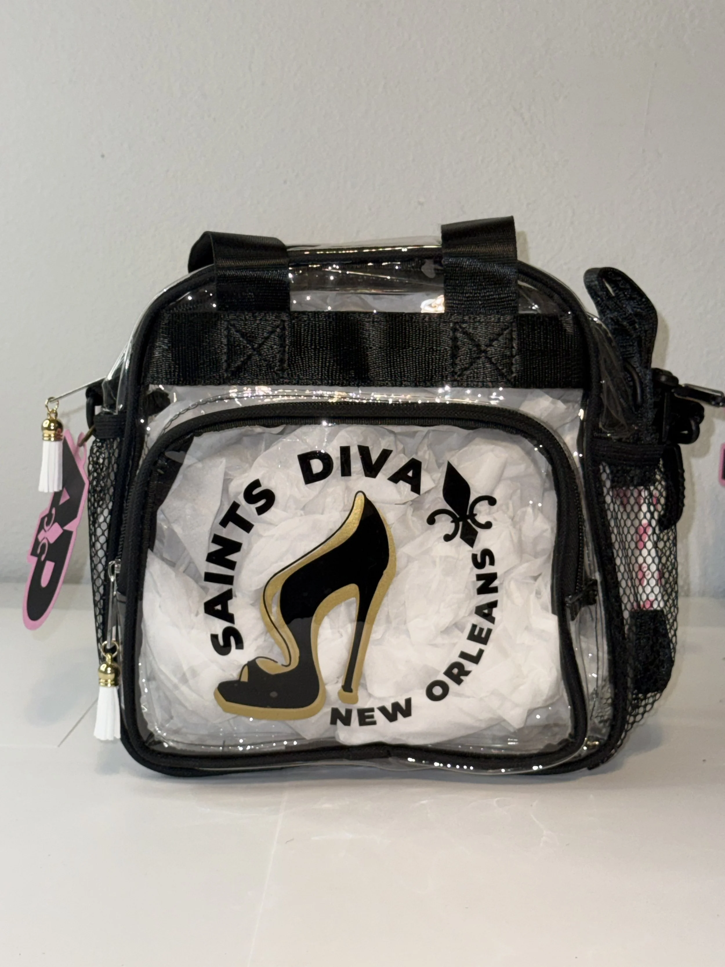 Saints Diva--Solid Stiletto Large Cross Body