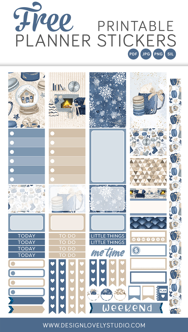 Free Printable Cozy Winter Planner Stickers Design Lovely Studio