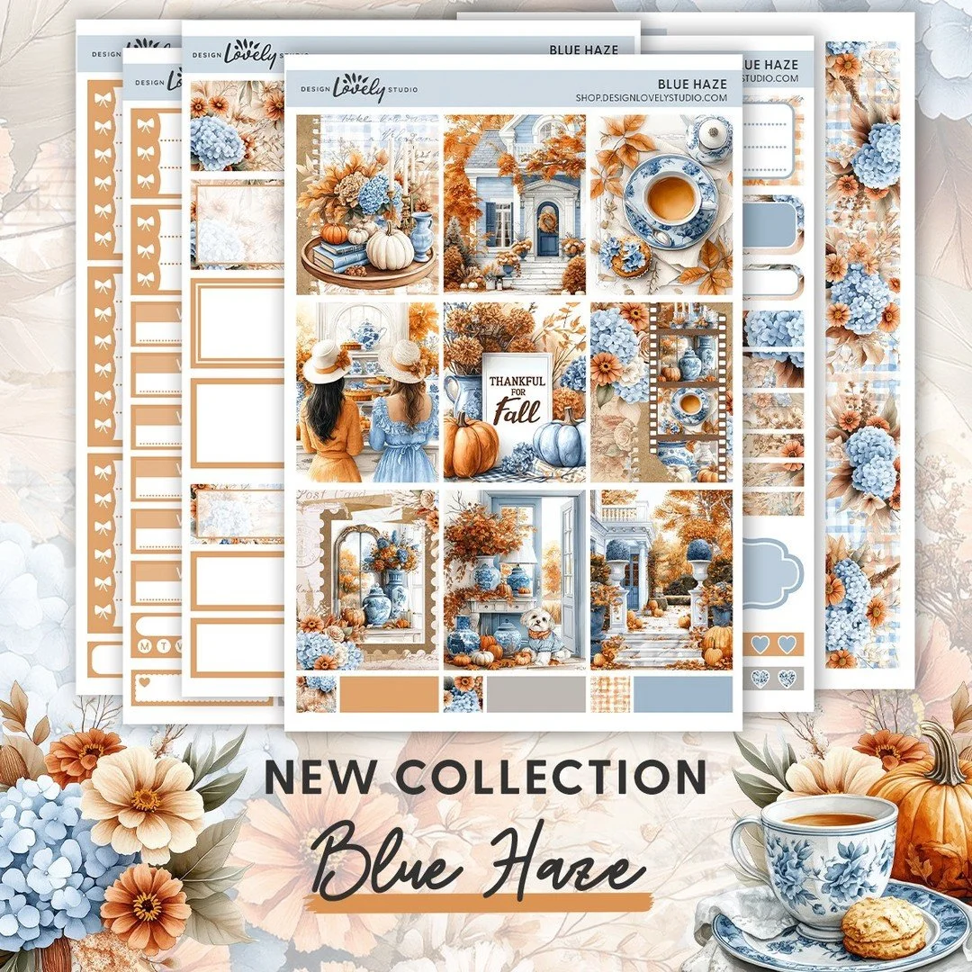 ☁ Blue Haze Has Arrived! ☁⁣
⁣
Think cozy fall mornings, warm autumn colors, and dreamy soft blues &mdash; that&rsquo;s the Blue Haze Collection in a nutshell. 🍁💙⁣
⁣
With weekly, monthly, and journaling kits designed for planner lovers, this collect