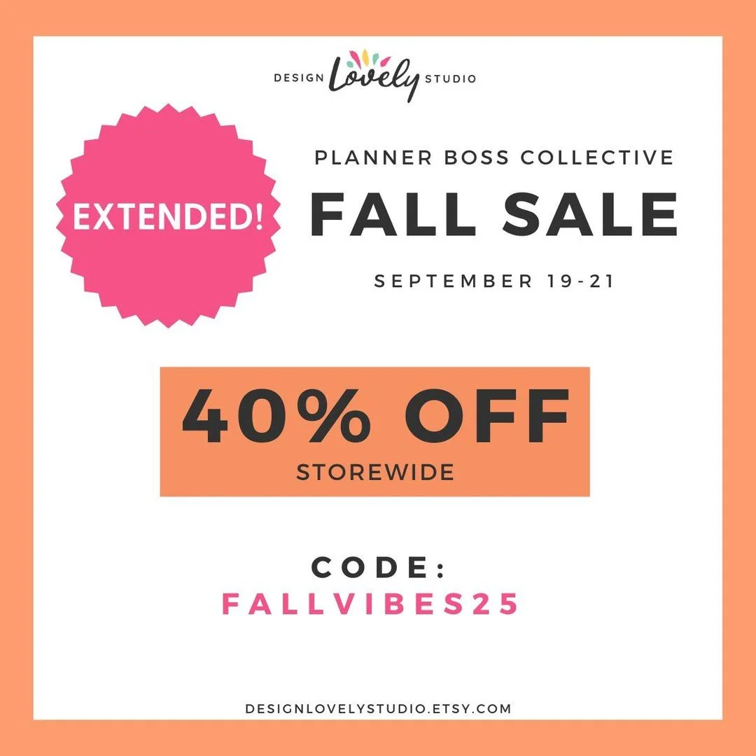 ✨ Sale Extended! ✨⁣
⁣
Good news, friends &mdash; the 40% OFF fall planner stickers sale has been extended until Tuesday, September 23 at 11:59 PM PDT! 🎉⁣
⁣
This means you still have time to grab all your planner favorites &mdash; yes, even the new f