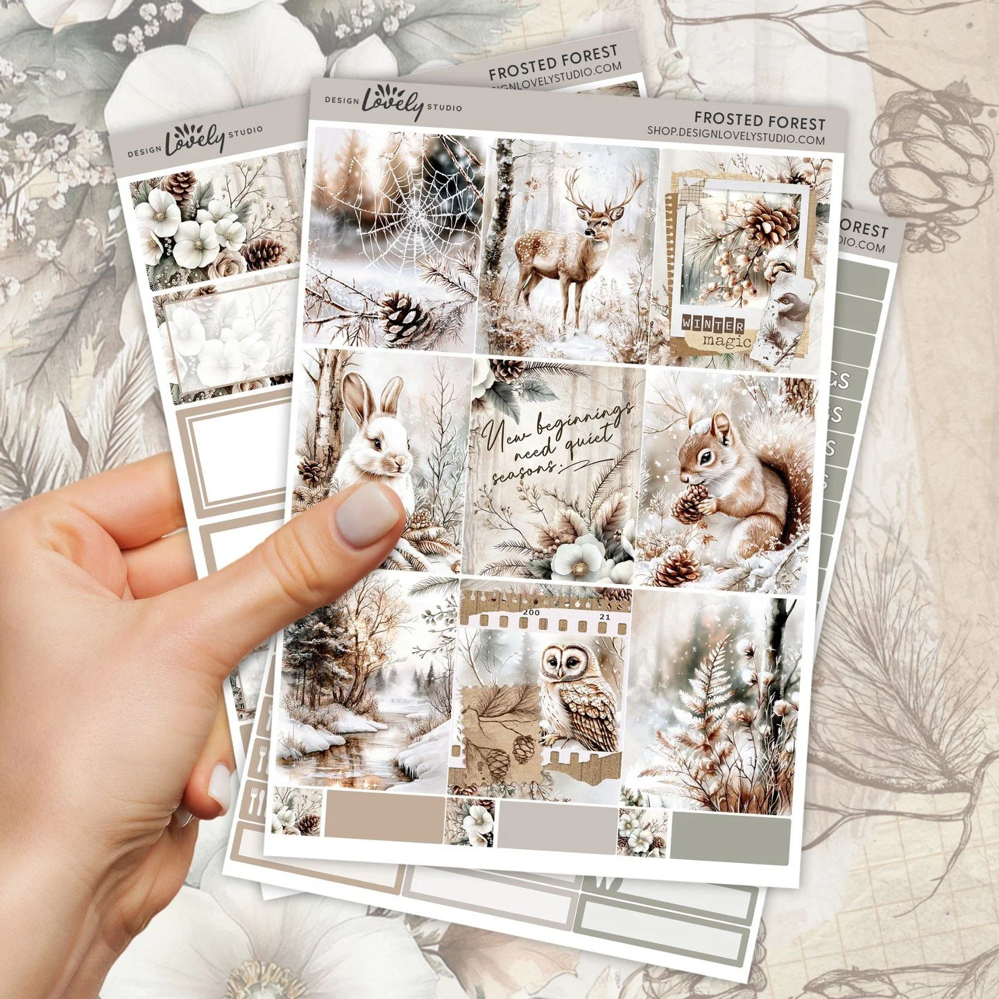 Frosted Forest is my newest winter collection &mdash; soft neutrals, sweet woodland animals, and a cozy vintage winter vibe. ❄🤍⁣
⁣
If it&rsquo;s on your wishlist, you can still grab it for 40% off during the Fall Sale through Nov 19.⁣
⁣
Shop link in