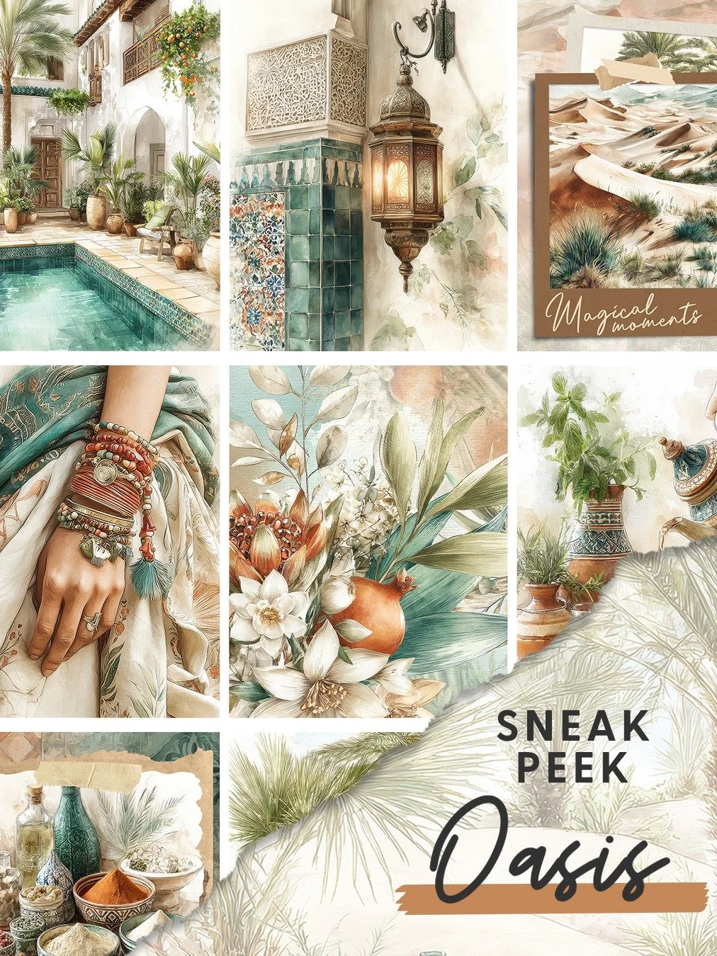 Thank you so much for all the love on Blueberries 💙 and for such a warm welcome back&hellip; it really meant a lot to me.⁣
⁣
Today&rsquo;s sneak peek &mdash; Oasis 🌿⁣
Soft desert tones, calm and a little warm.⁣
⁣
Part of 5 new collections coming Ap