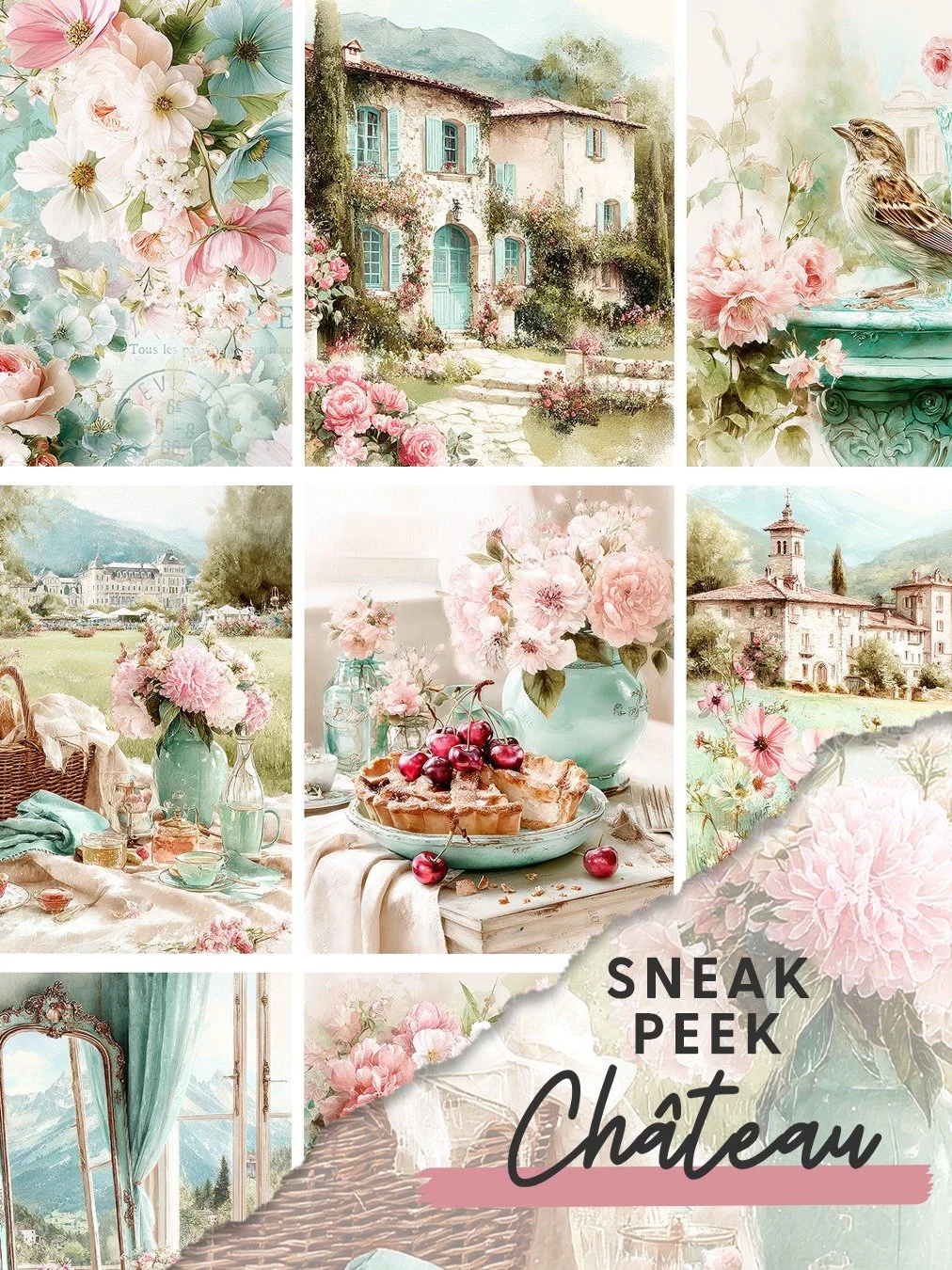 I wanted to share another little preview today ✨⁣
⁣
This is another one of the 5 new collections &mdash; Chateau.⁣
A bit more romantic and soft, and perfect for late spring / early summer spreads 💙⁣
⁣
Everything is coming on April 16, and it&rsquo;l