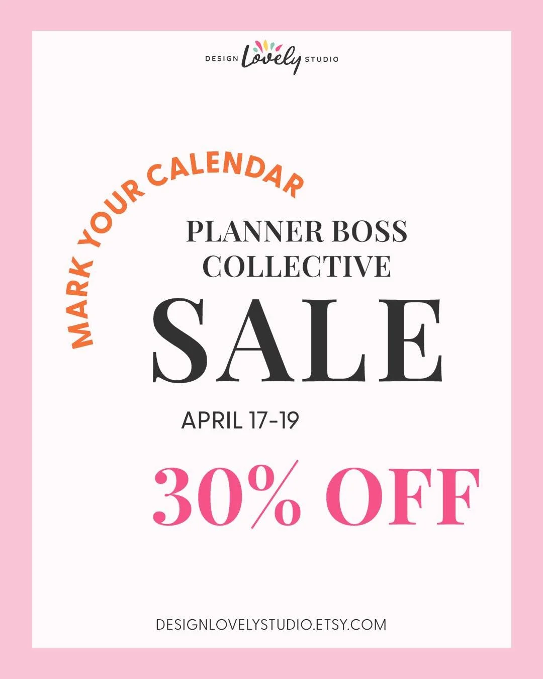A little heads up ✨⁣
⁣
I&rsquo;ll be part of the Planner Boss Collective Sale this week &mdash; everything in the shop will be 30% off from April 17&ndash;19 💙⁣
⁣
If you&rsquo;ve been eyeing anything (or the new collections coming tomorrow), it migh