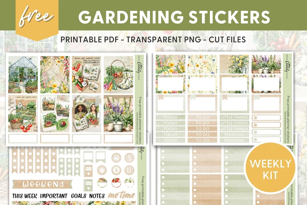 Free Printable Gardening Weekly Planner Stickers | Design Lovely Studio ...