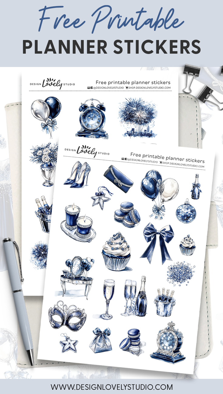 Free New Year’s Eve Planner Stickers | Printable Decorative Sticker Kit ...