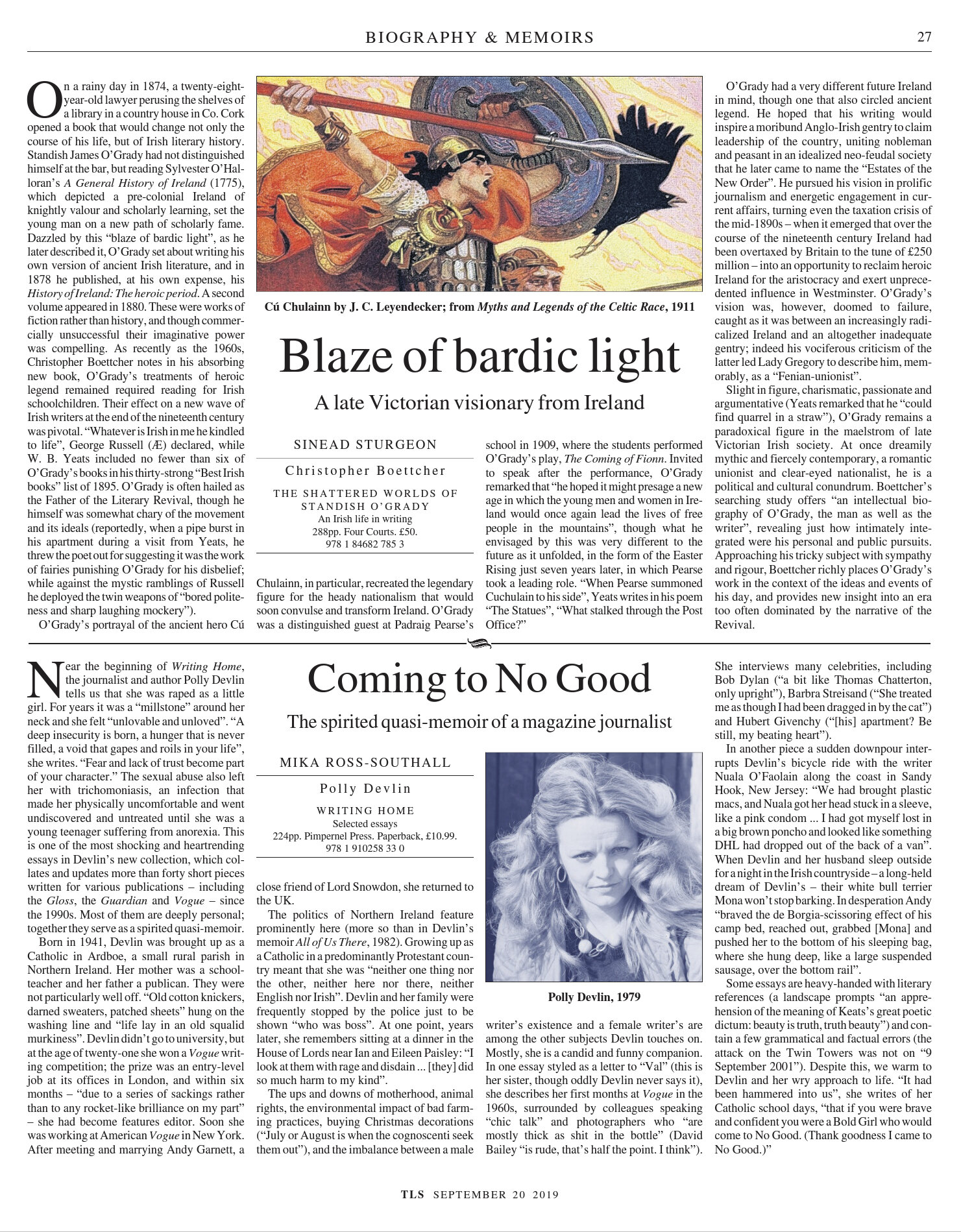 The Times Literary Supplement, 20 September 2019. "Coming to No Good"