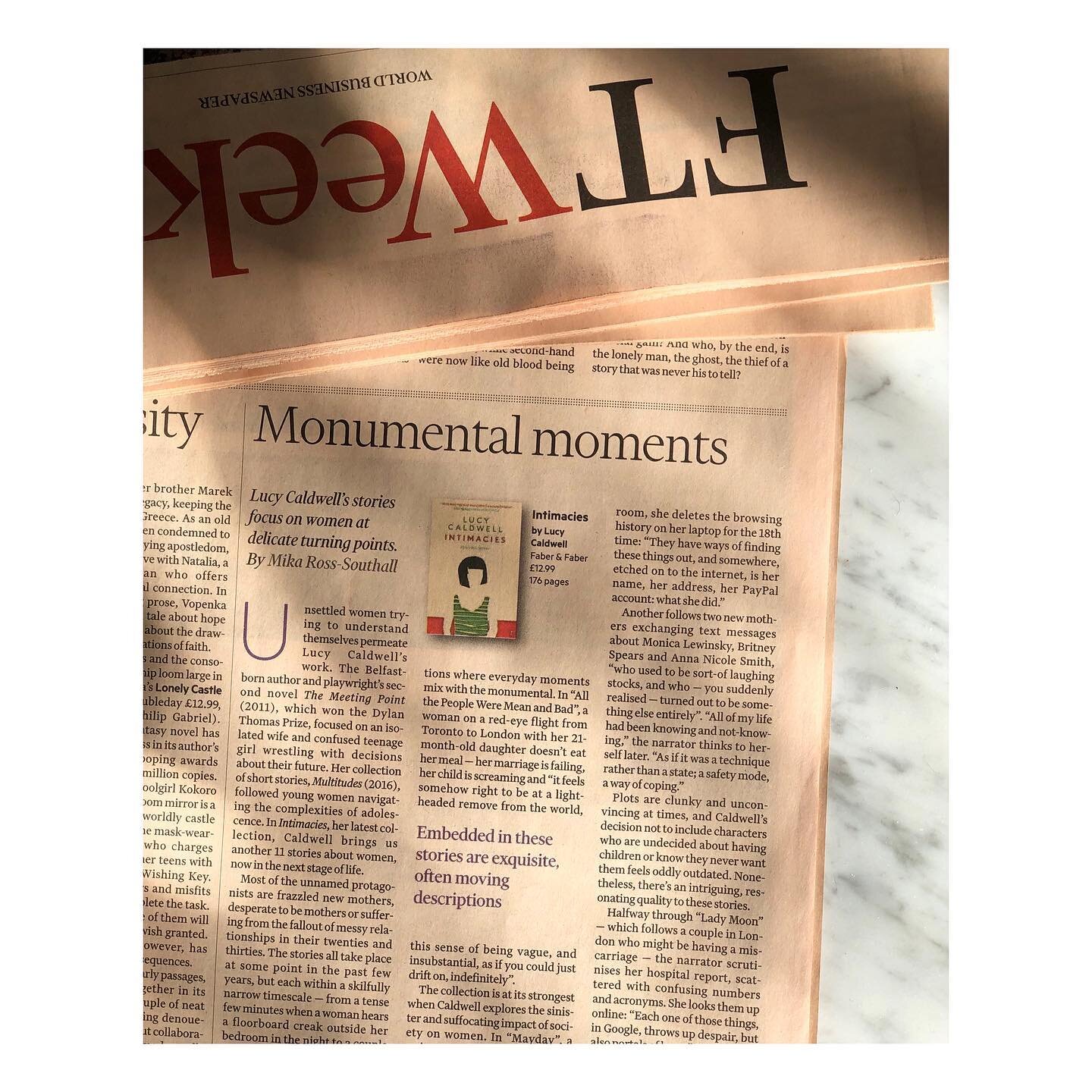 I&rsquo;ve reviewed Lucy Caldwell&rsquo;s new collection of short stories, about unsettled women, for this weekend&rsquo;s @ft_weekend 🍣
.
.
.
#mika_ross_southall #studio #ftweekend #culturaljournalist #reviews #lucycaldwell #shortstories #women #lo