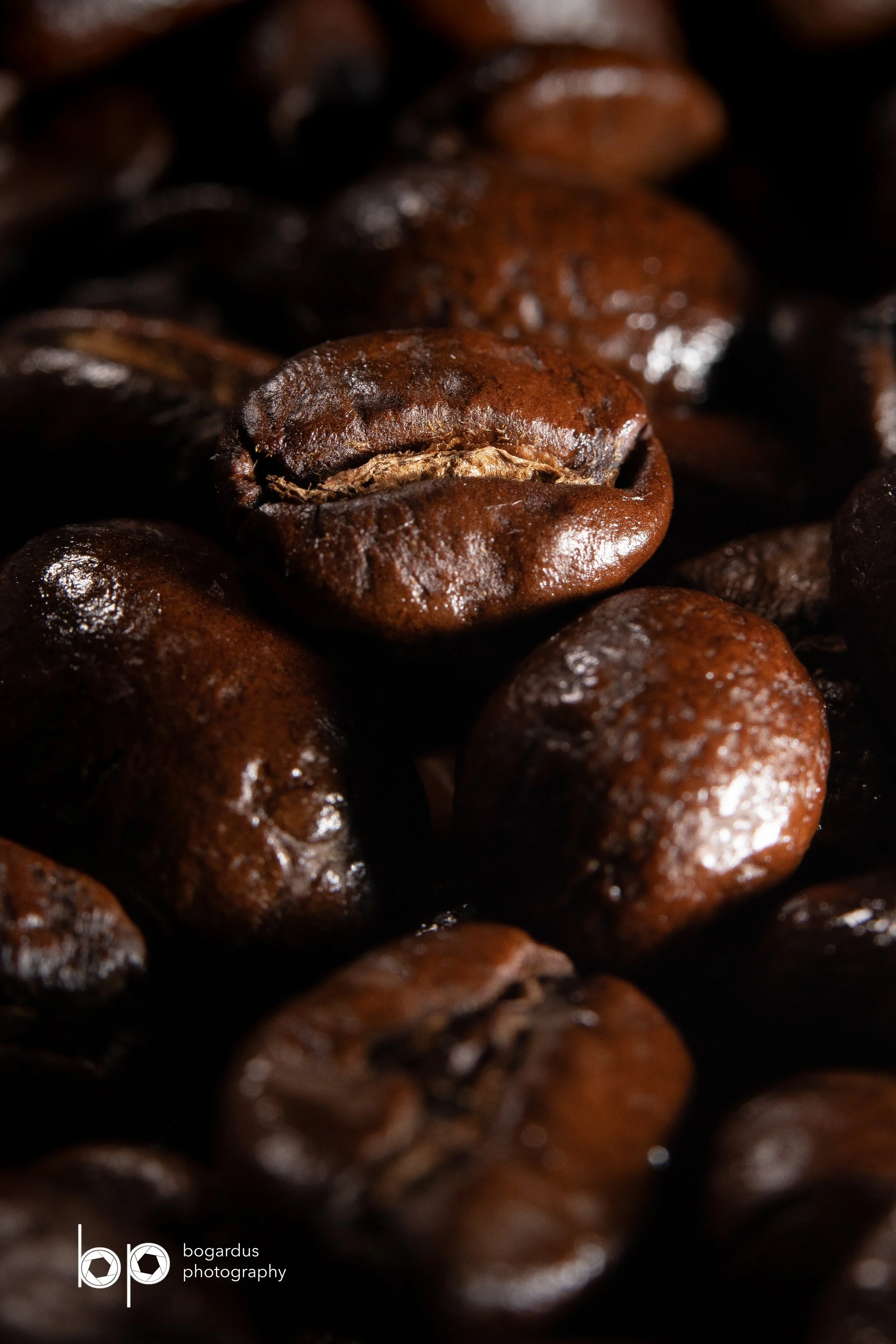 Macro up close coffee beans