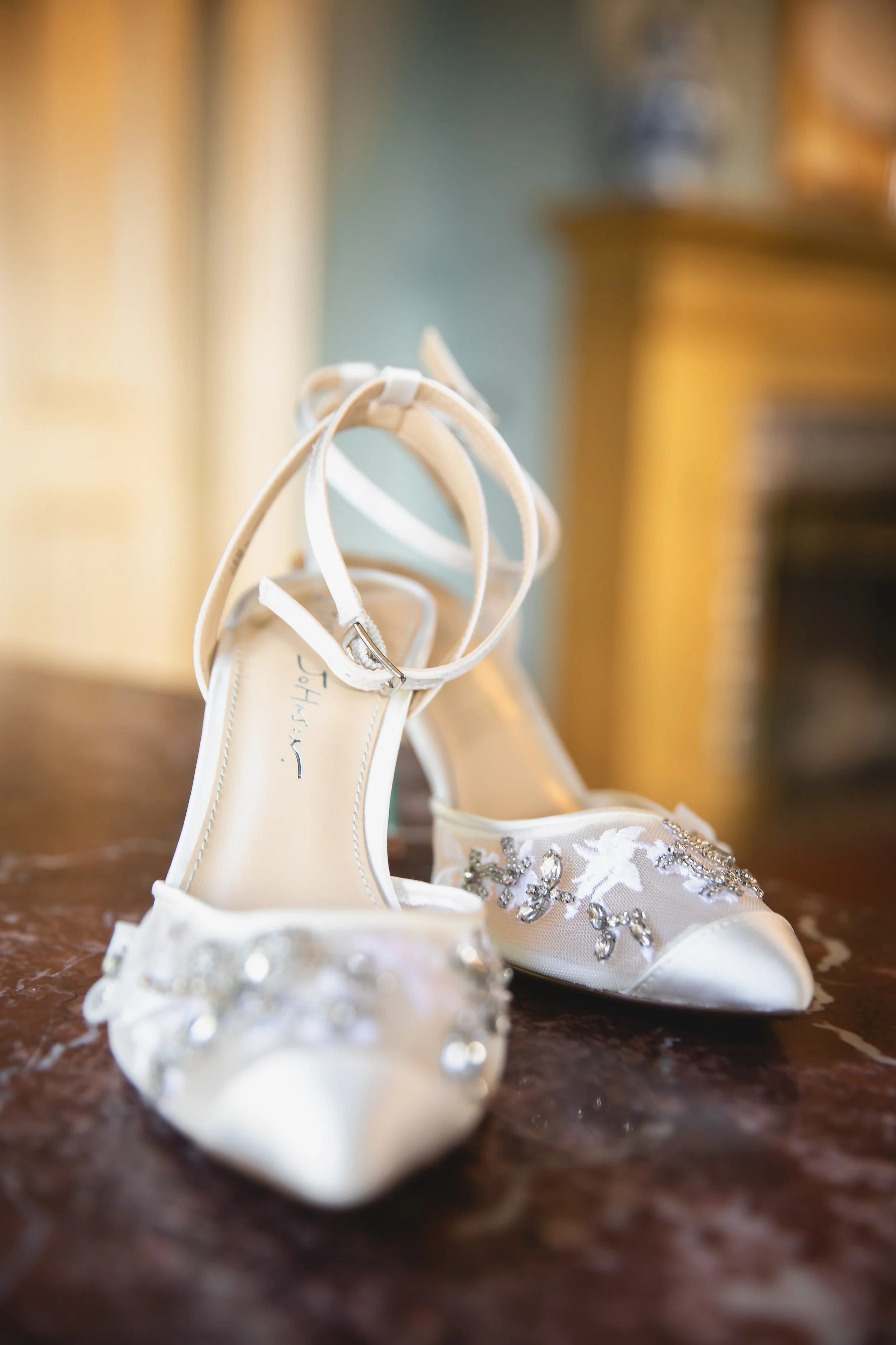Betsey Johnson wedding heels in white at FEAST at Round Hill Wedding Venue