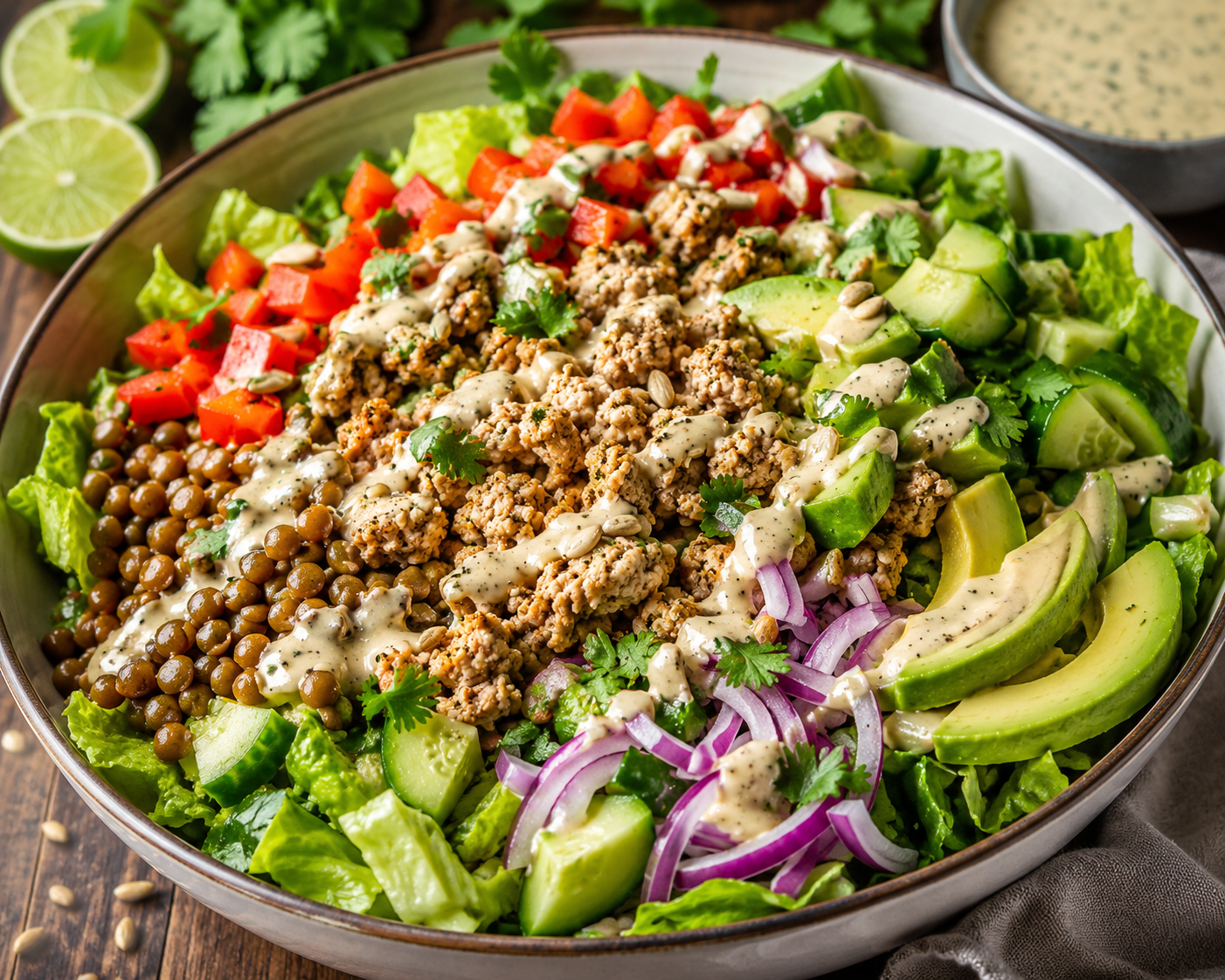 Zesty Turkey &amp; Lentil Crunch Bowl
