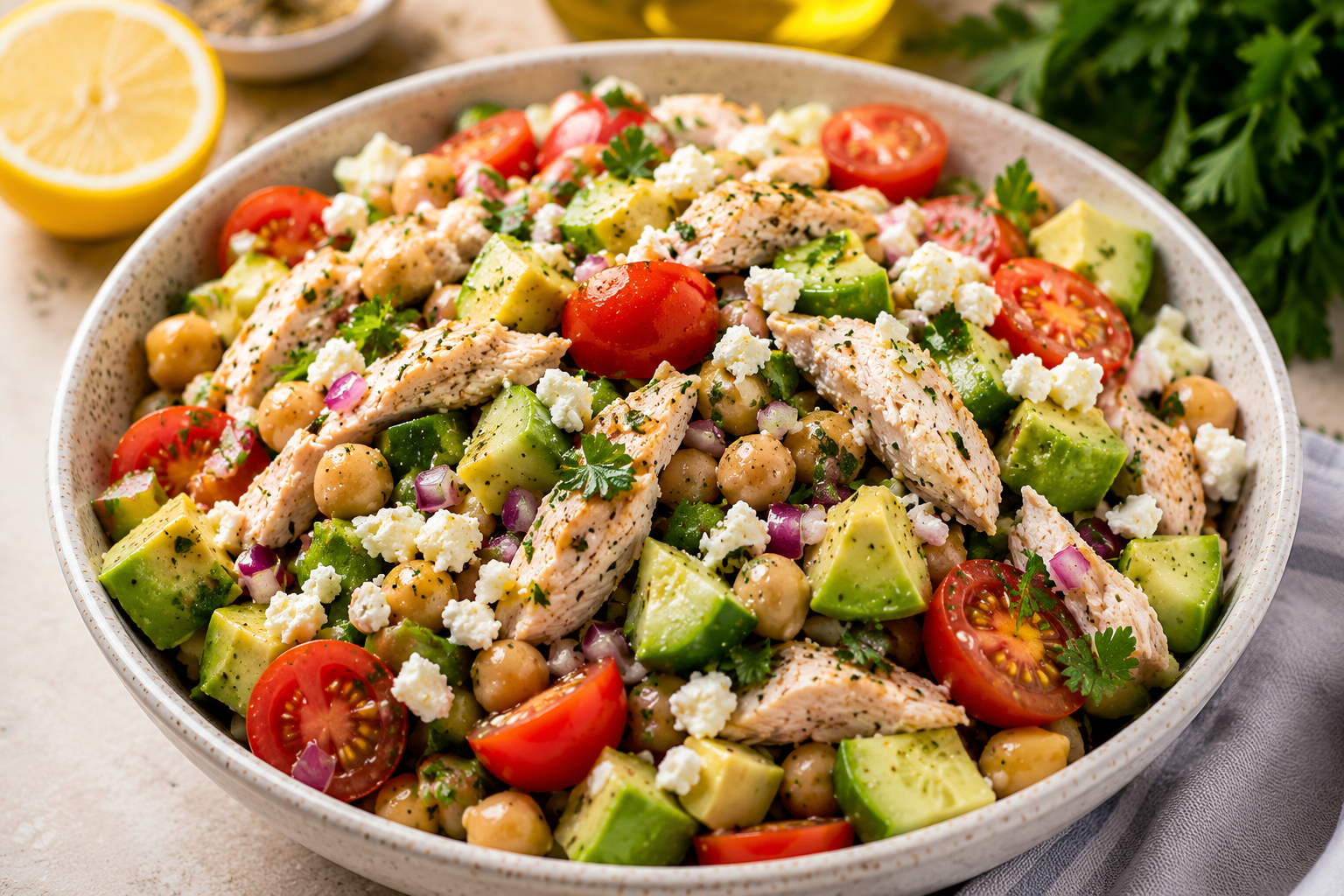 Mediterranean Chicken and Chickpea Salad