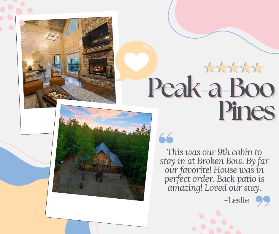 🌸 Be on the lookout for this beauty! Peak-a-Boo Pines is your place to be! 
🌸 2 BD+game loft | 3.5 BTH | Sleeps 8 | Pet Friendly

🌼 Book Now! 📞 580-513-5673
https://bookings-lakewoodluxurycabins.escapia.com/Unit/Details/254789

#2024era #SpringVi