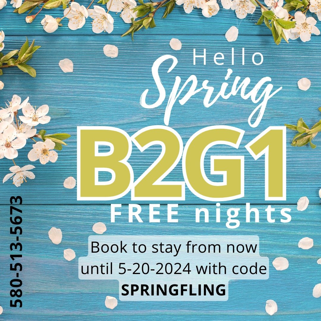 🌼 Come enjoy this amazing weather in beautiful Hochatown!
🌼 Buy 2 nights, get one FREE!!
✨ Use code SPRINGFLING ✨ 

🌿 Book to stay before May 20, 2024 for discount.
https://bookings-lakewoodluxurycabins.escapia.com/
🌿 580-513-5673

#B2G1 #SpringS