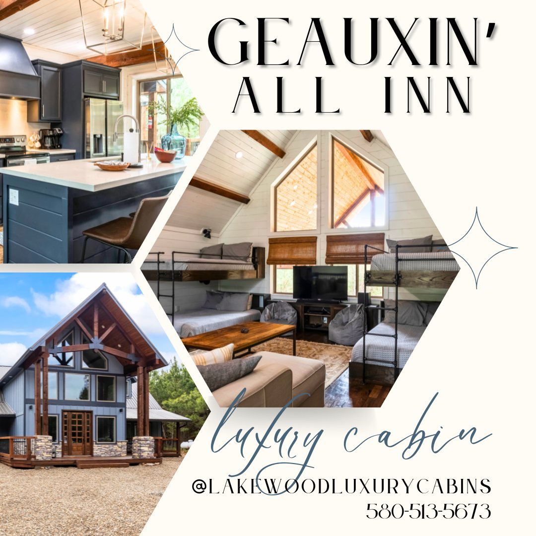 🎉 Get Your Geauxin' on at Geauxin' All Inn! 🏡✨
Step into luxury and let the good times roll at this fantastic cabin getaway. 
✨ 2 bedroom +loft, sleeps 12, pet friendly 🐾

Book now for the ultimate adventure! 🌲💫 
https://www.lakewoodluxurycabins
