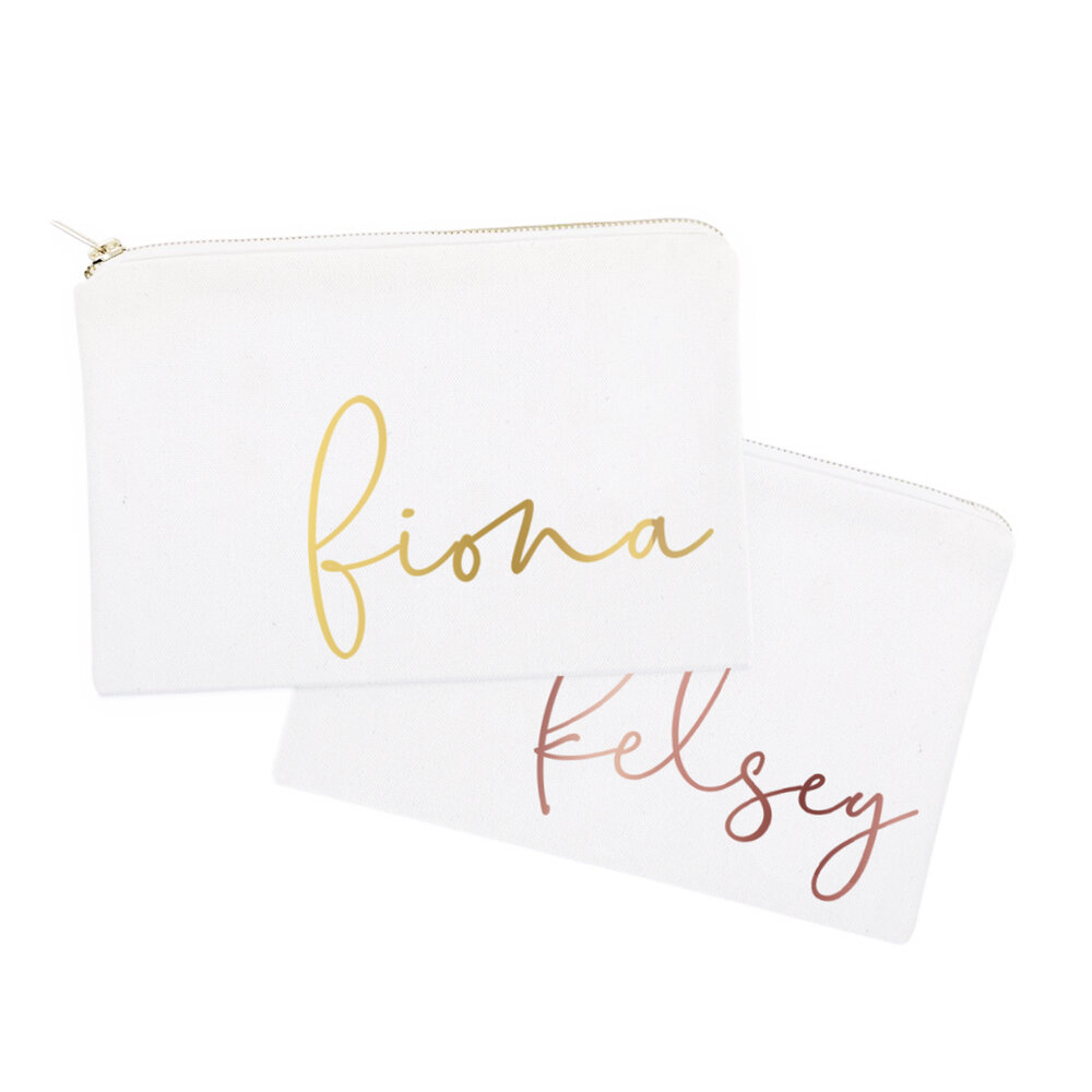 Personalized Makeup Bag — White Confetti Box