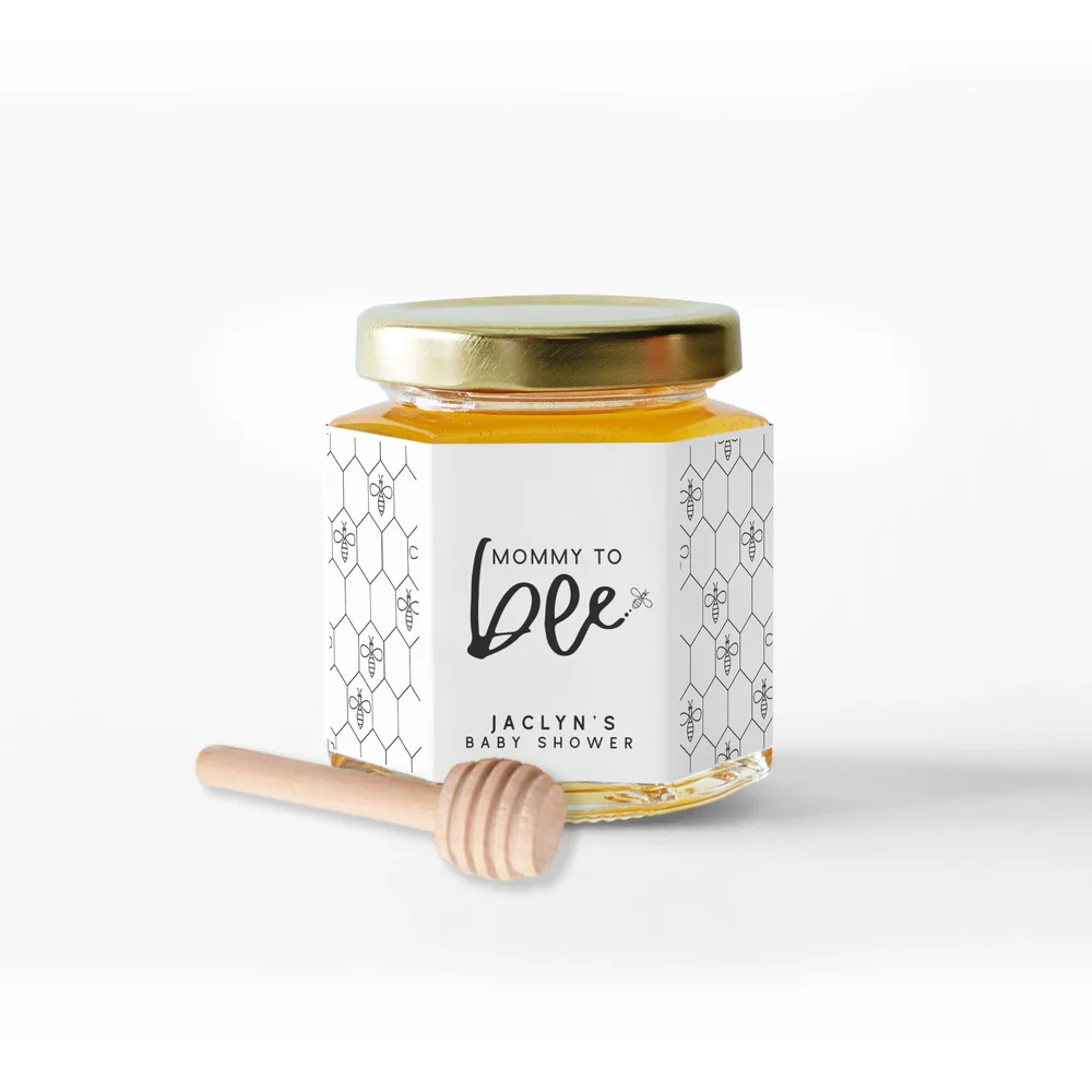 Mini Honey Jar Favors Baby Shower White Confetti Box