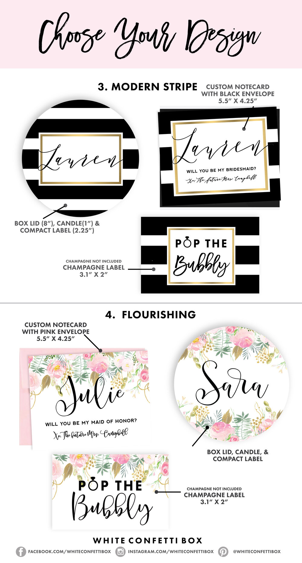 Custom Bridesmaid Gift Box White Confetti Box Round White Hat Box Custom Gift Box All Occasion Gift Box Custom Design Gift Box