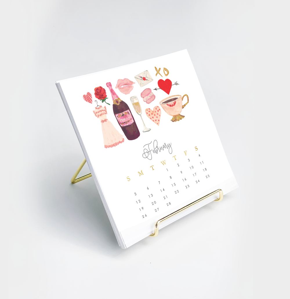 Photo Desk Calendar With Brass Easel