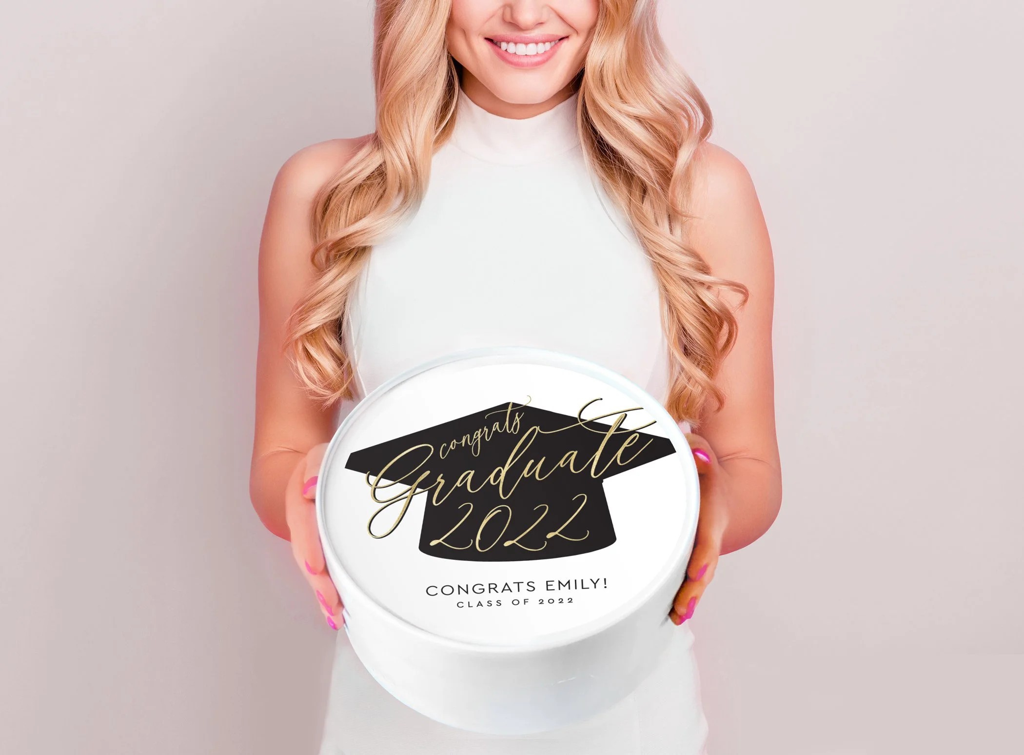 Graduation- Think Pink Gift Box — White Confetti Box