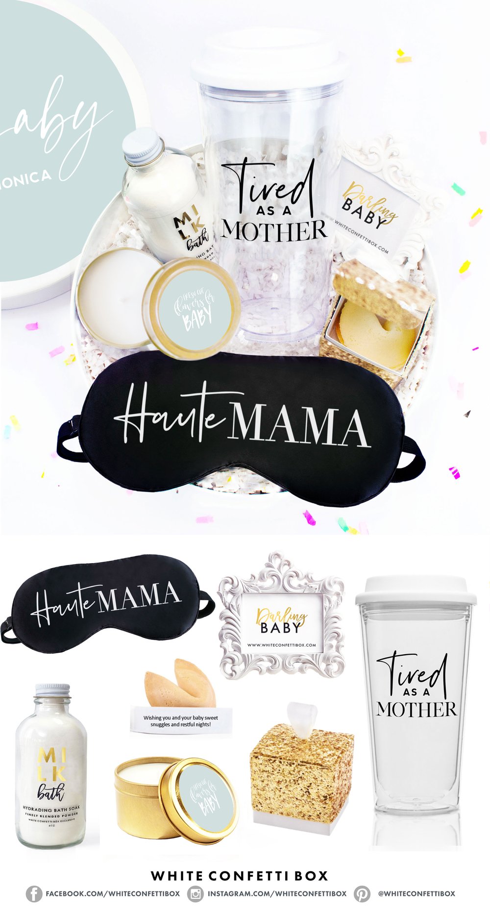 NEW MOM GIFT BOX - GIFT IDEA - PREGNANCY GIFT SET — White Confetti Box