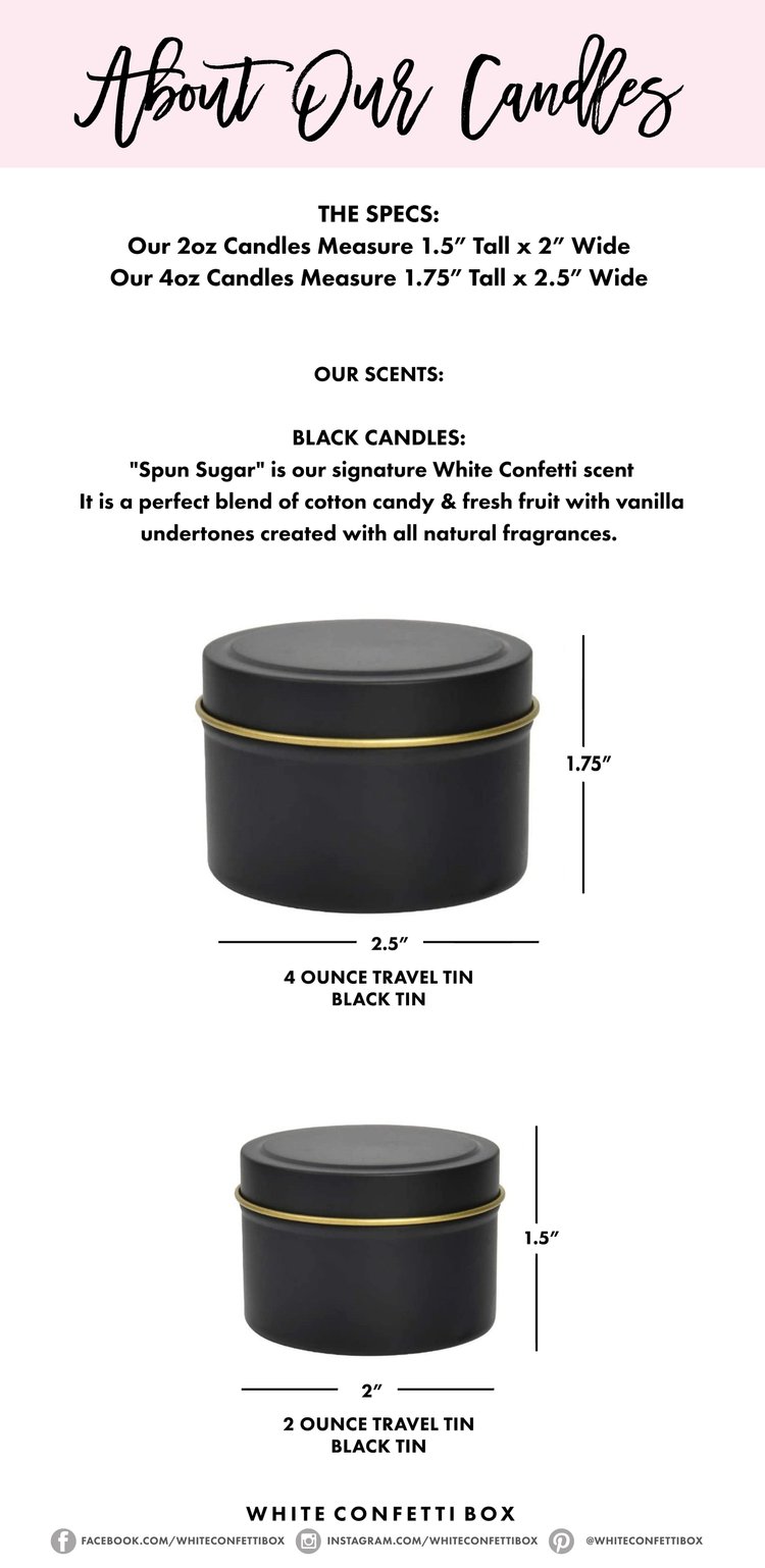 Let's Get Lit-Black Candle Tins — White Confetti Box