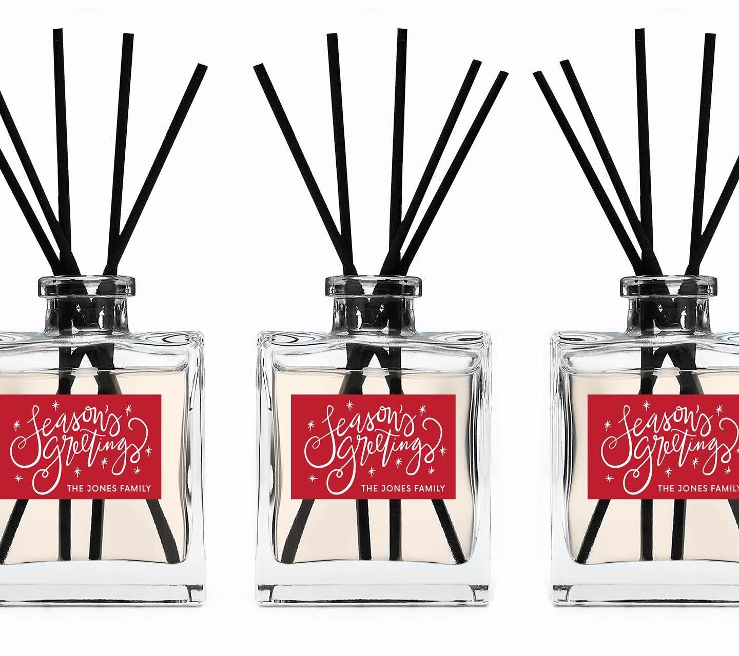 Gifts worth giving! Our luxurious reed diffusers feature a classic holiday scent and come personalized with a design of your choice!