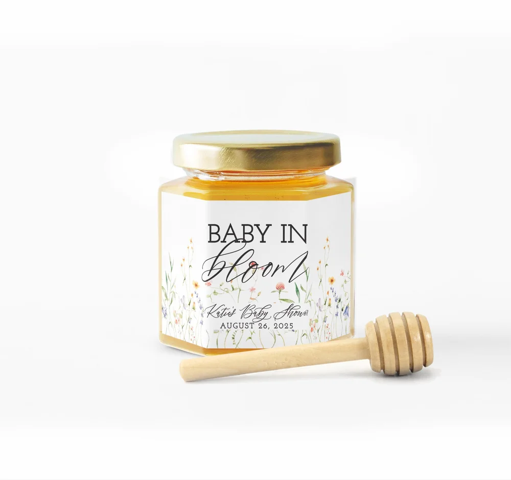 LABELS ONLY Love In Bloom Honey Jar Wedding Favors — White