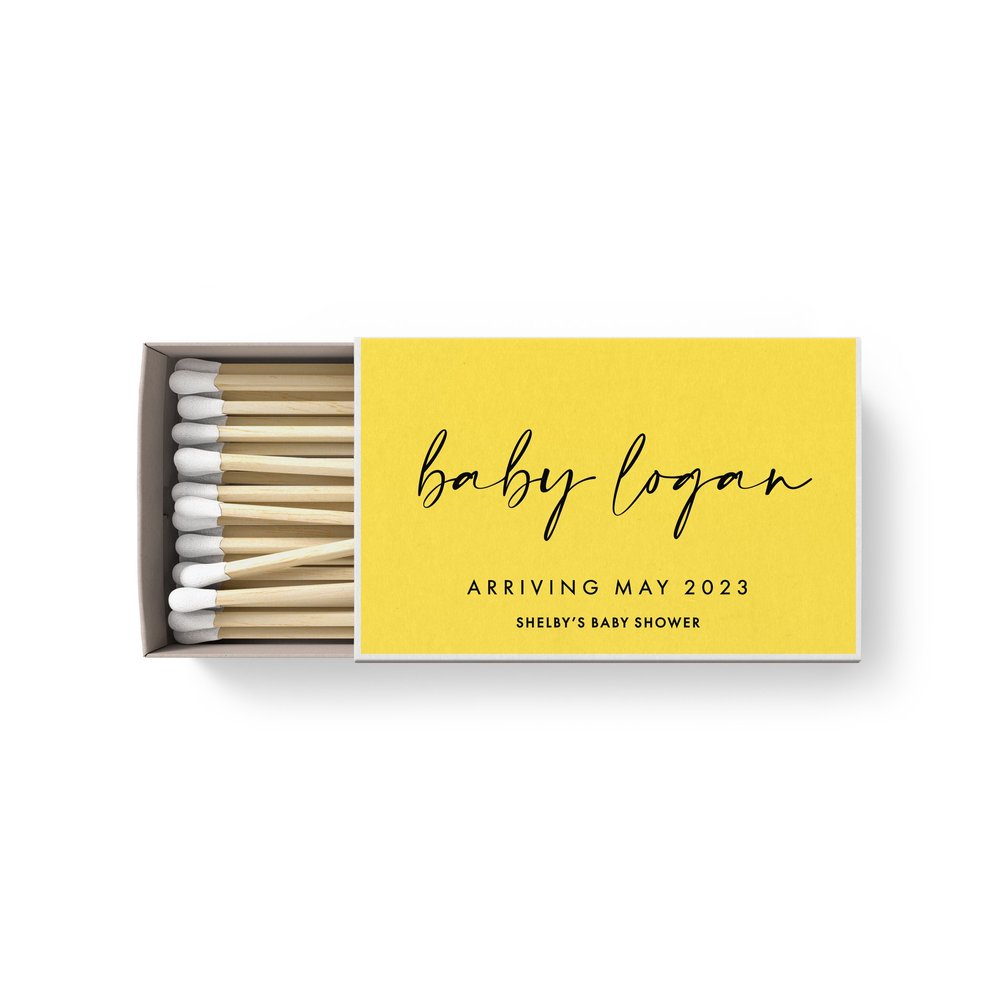 LABELS ONLY - Baby Name Matchbook Favors — White Confetti Box, image size:1000x1000