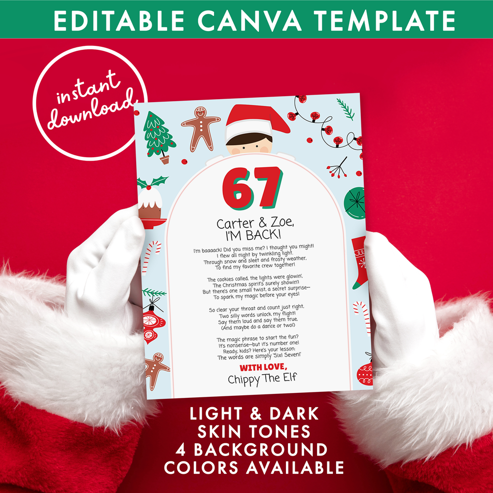 67 elf letter - digital download — white confetti box