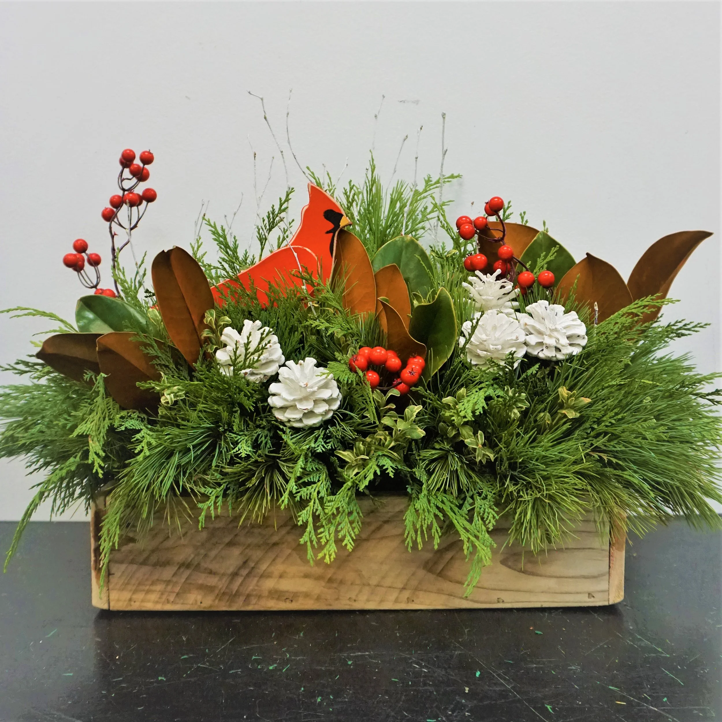 Evergreen Centrepiece Red Cardinal .JPEG