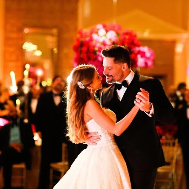 Photo by Popsugar A sweet first dance for the happy couple.