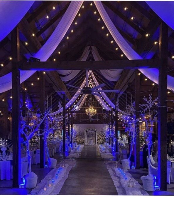 Beautiful sparkling evening wedding reception at The Barn at Kennedy Farm! 💕💕