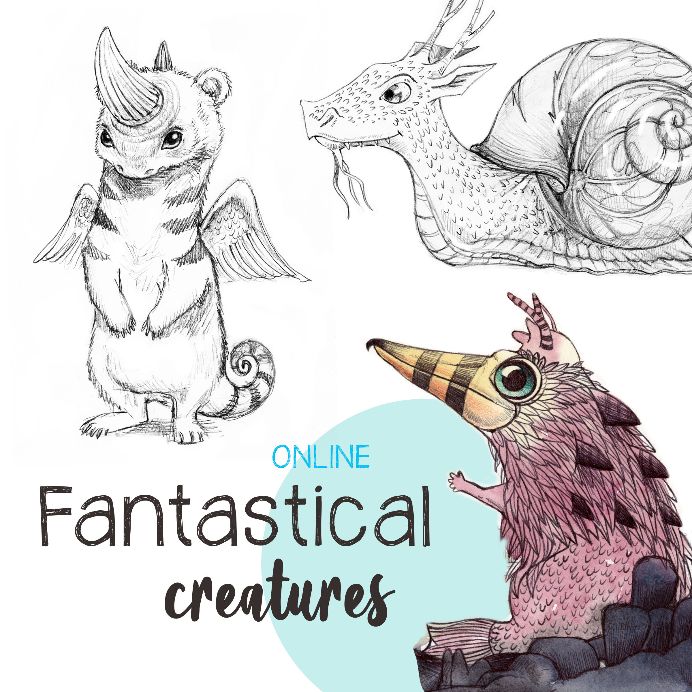 Magical Creatures 12 Color Pencils Sketchbook