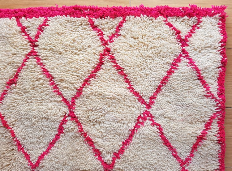 Hot Pink Beni Ourain Rug Moroccan, Hot Pink Rug