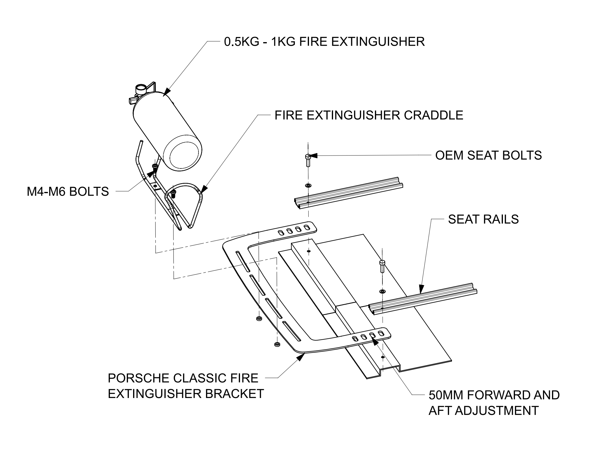 Porsche 911 944 924 fire extinguisher mount