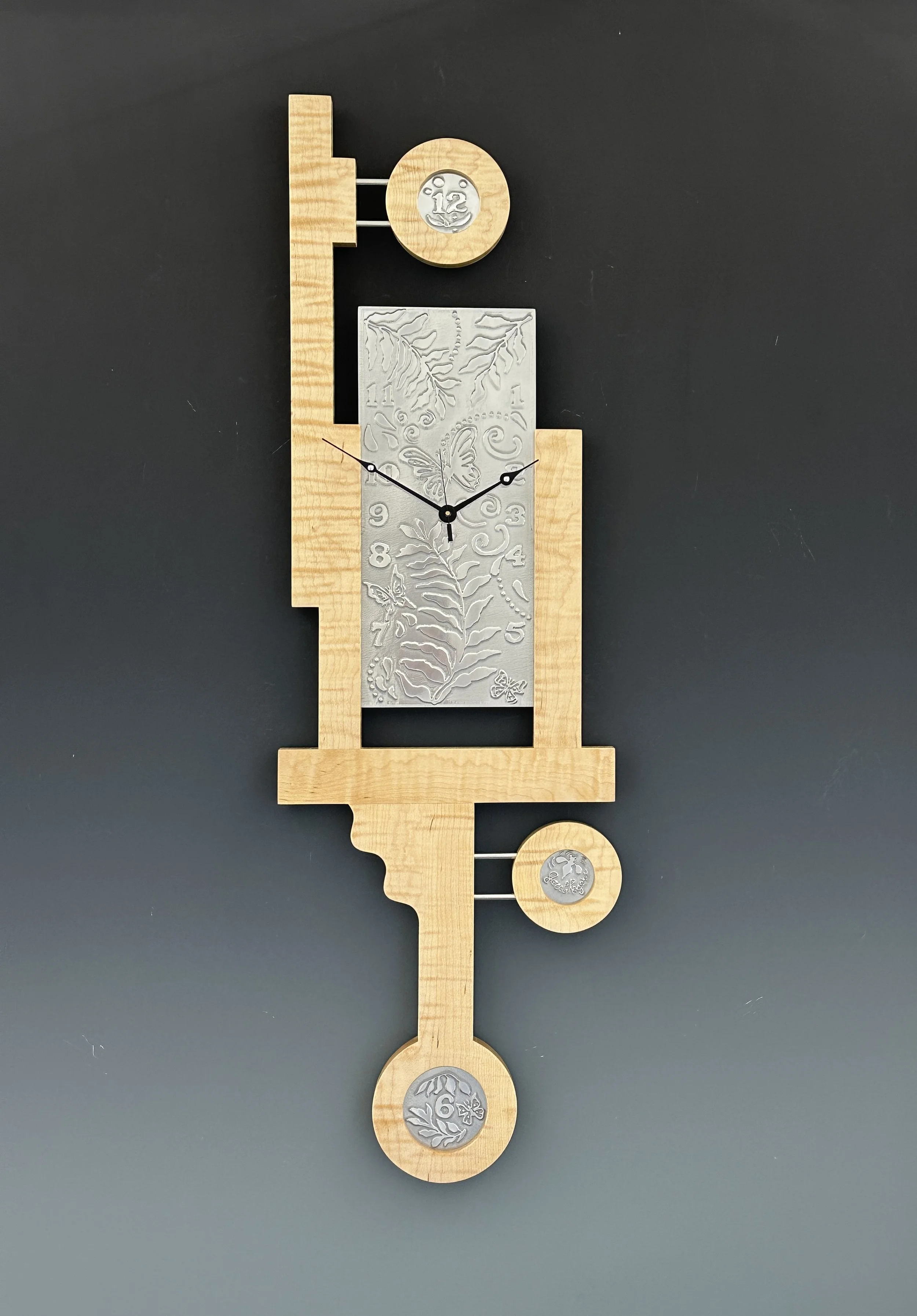 JRA Fragment 33-  "Alice in Wonderland"- 40 x 12.5", Curly Maple and Acid Etched Metal