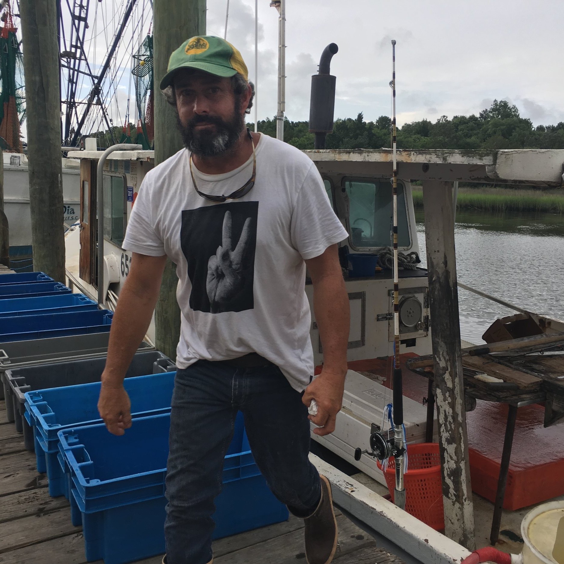 Commercial fisherman on dock