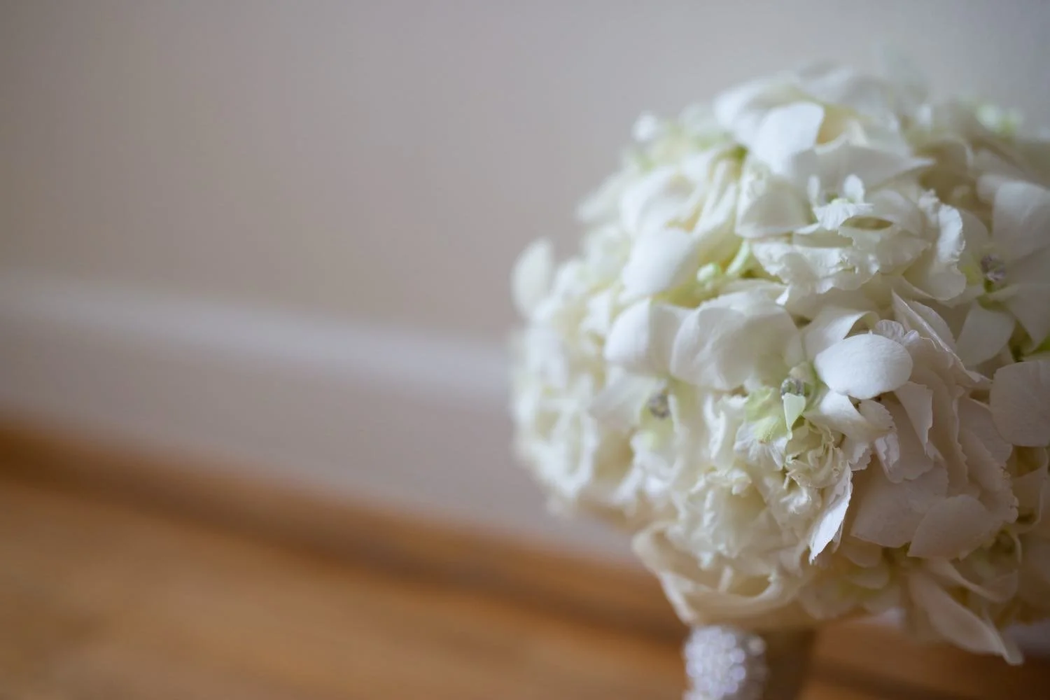 Close-Up Getting Ready – Hortensien mit Holzdeko auf Holz in Darmstadt – von pixelfeder