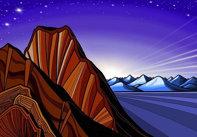 #mountains #mountainview #mountainart #nightsky #beherenow #desertsunrise #digitalart #digitalillustration #ipadprocreate