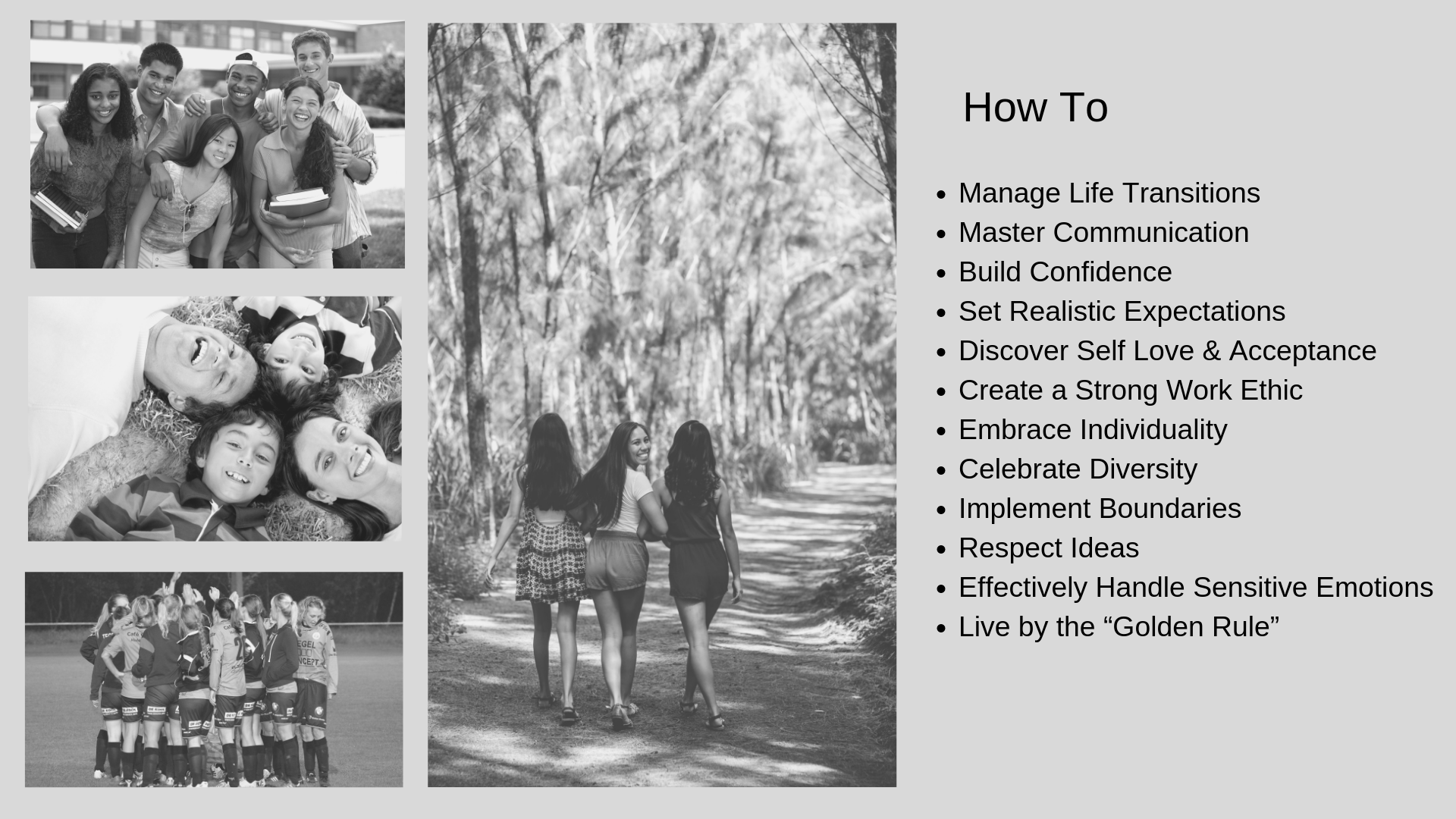 Teaching topics can be modified based on the needs of the audience. I can create a customized program for your school - let’s chat about how to make that happen!
