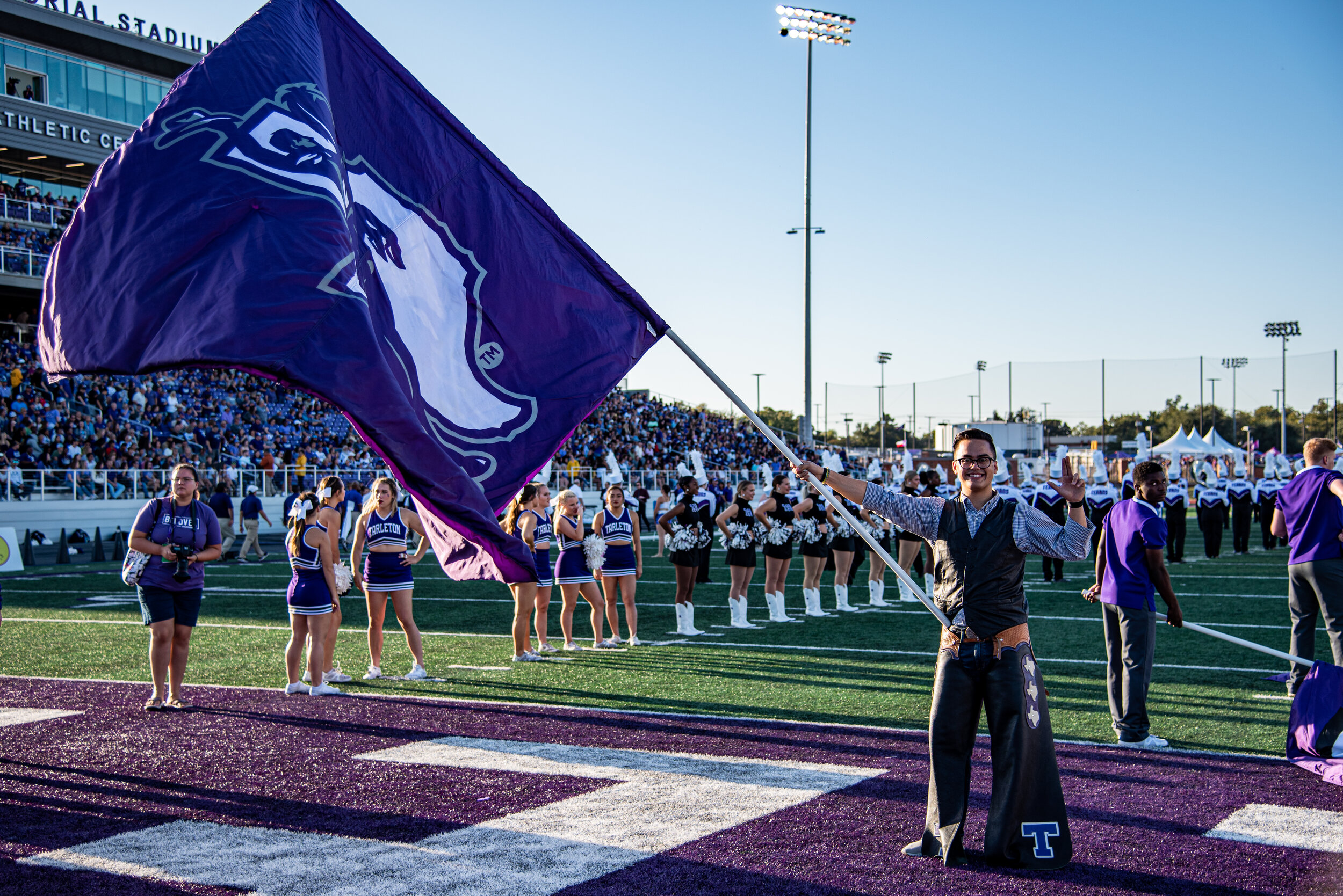 Texan Rider Waving Tarleton Flag