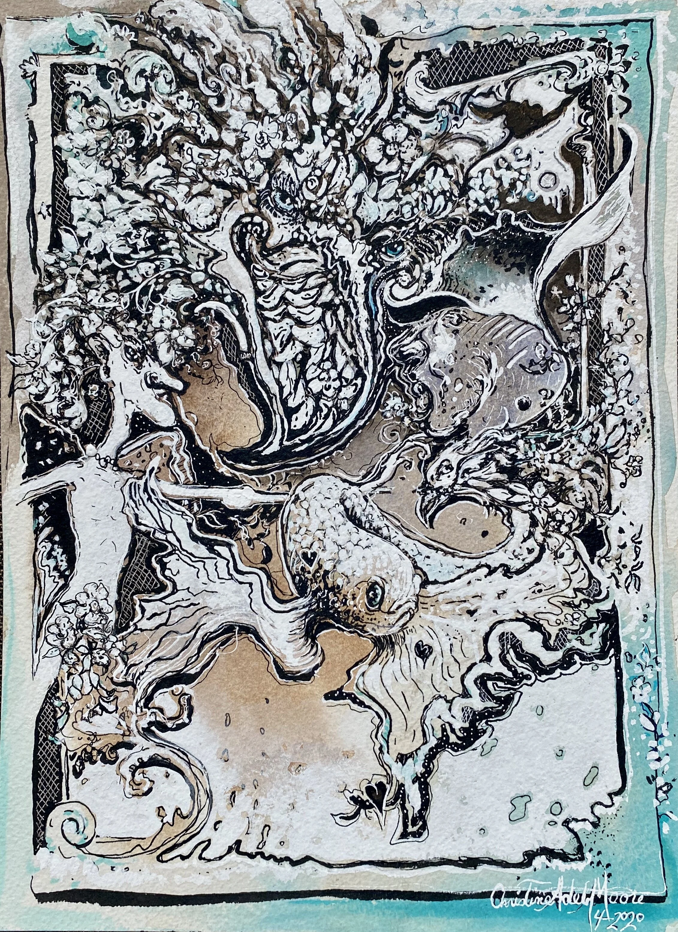  “I Just Had The Craziest Dream”  2020  Watercolor and Ink on paper  9”x12”  $800 