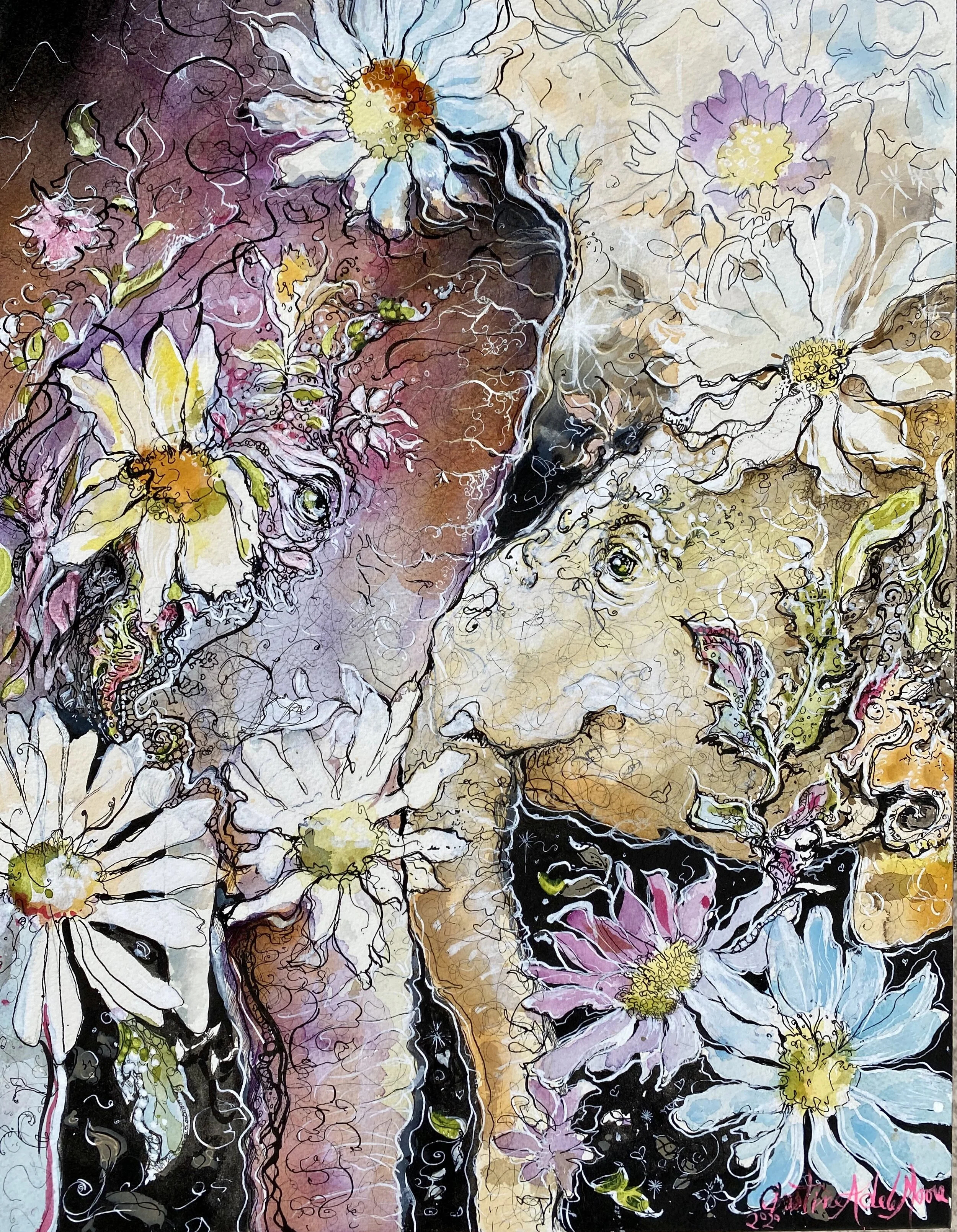  “Mother’s Day”, 2020  Watercolor and Ink on Paper   14”x18”  $1100 