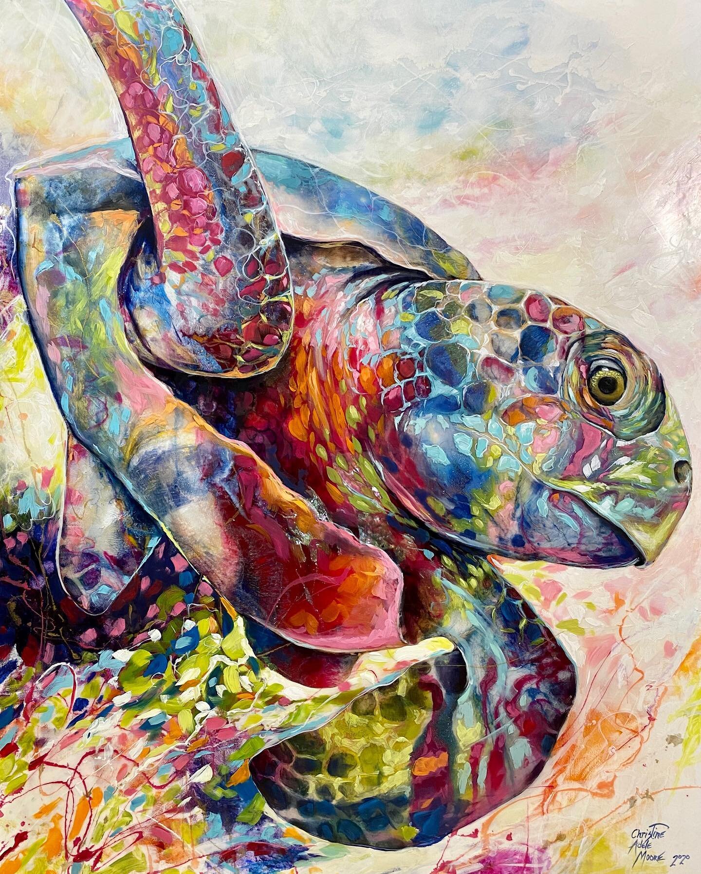 Psychedelic Surfer
Here is the creation in reverse of this 4&lsquo; x 5&lsquo; painting. It was a commission project, so you will see a pillow that I used for palette inspiration in a couple of the shots. I created an abstract first on the canvas, us