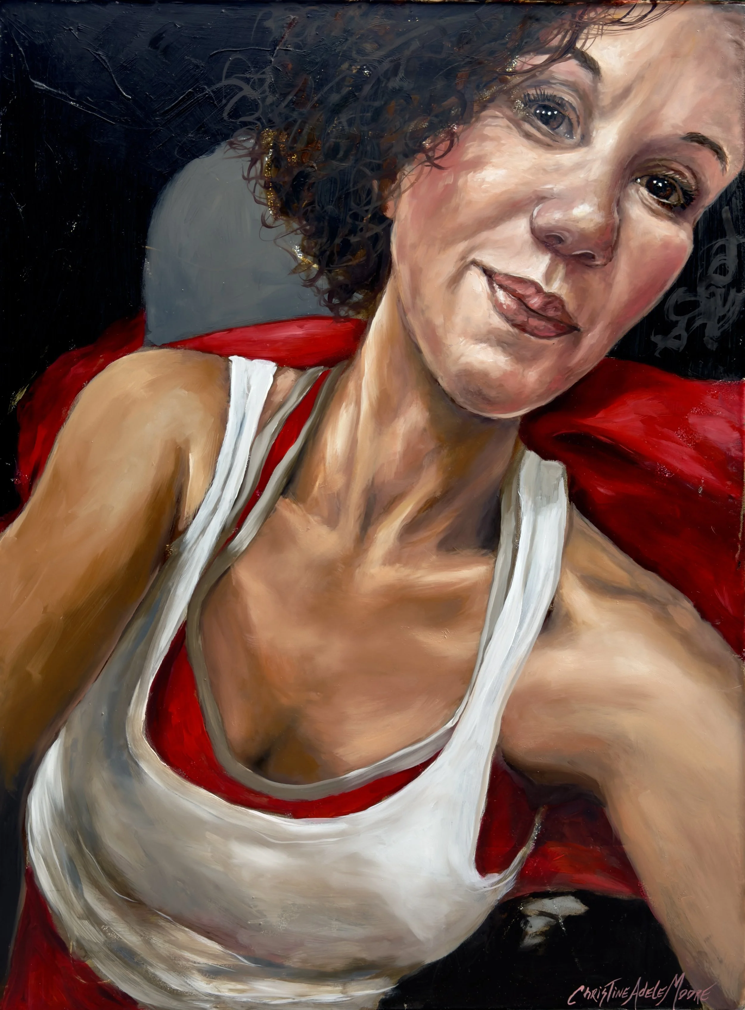 Christine Adele Moore self portrait painting