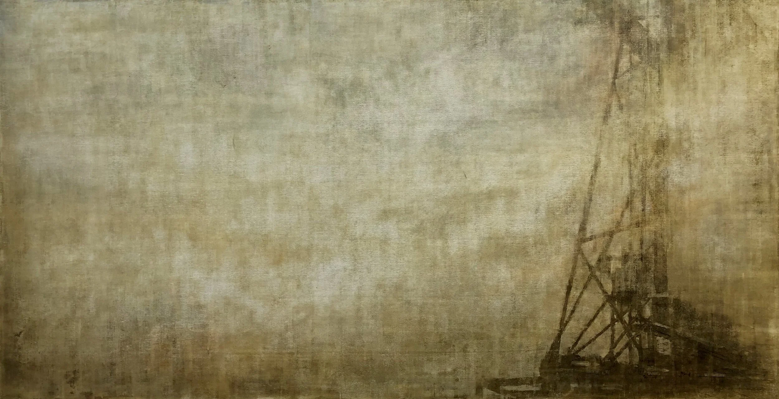 Vanishing Billboard, 44"x81", oil on unstretched linen